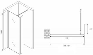 Душевая перегородка ABBER Immer Offen AG66120B 120см чёрный
